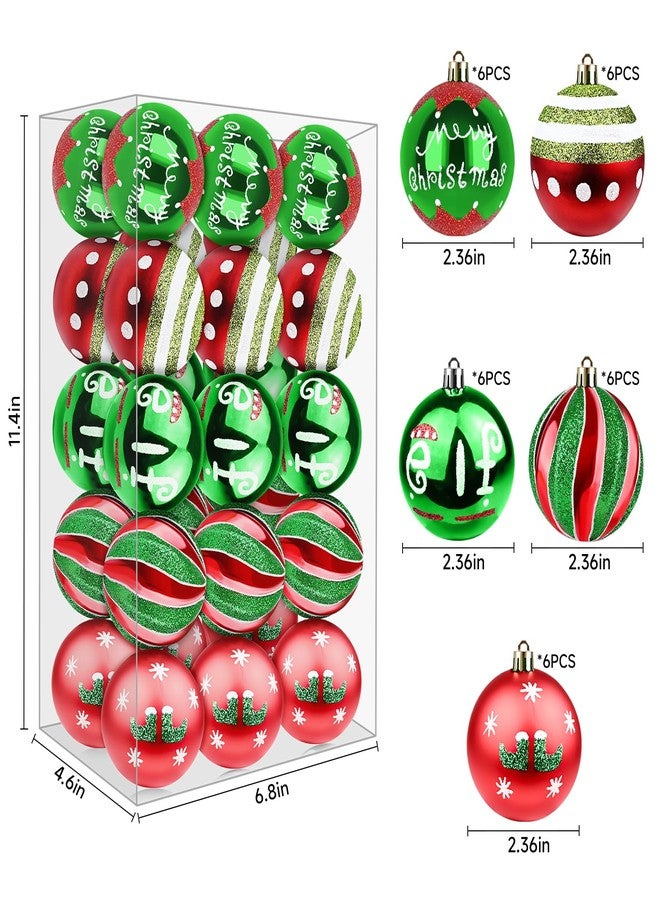 conglow 30ct Christmas Balls Ornaments- 2.36’’ Shatterproof Balls Ornaments for Xmas Tree Decorations, Hanging Ball Red and Green Christmas Ball Ornament Set for Holiday Party Decoration (3) - Image 2